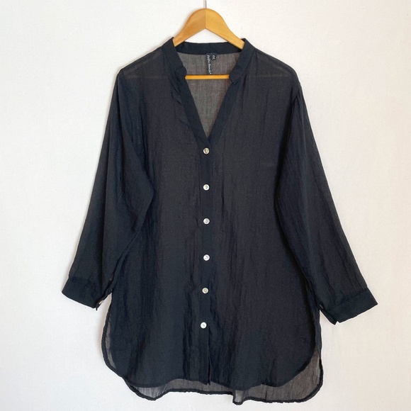 PACIFIC BEACH Women’s Size XL Lightweight Gauzy Fabric Button Up Beach Cover Up - Picture 1 of 5